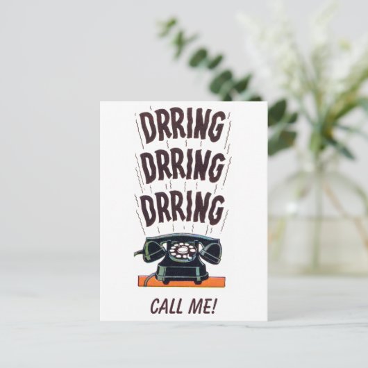 おもしろいヴィンテージレトロ旧クラシック電話 ポストカード (スタンド正面)