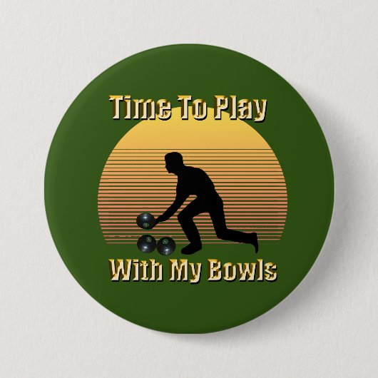 おもしろいヴィンテージローウ遊ンボウル時間バッジ 缶バッジ (正面)