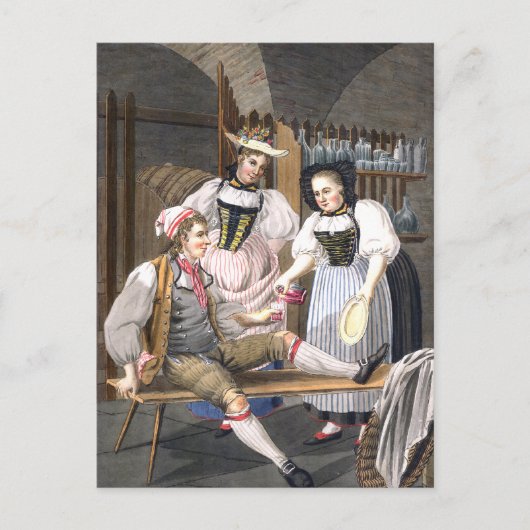 おもしろいヴィンテージワインセラー,スイスの飲み物場 ポストカード (正面)