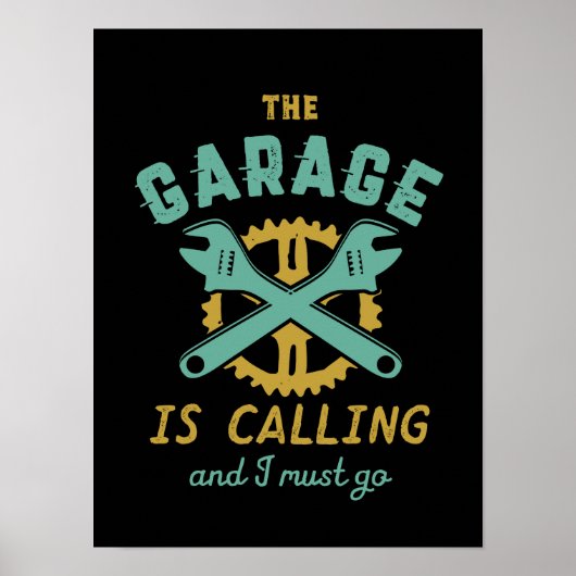 おもしろいヴィンテージ修理整備士ガレージが呼び出し中 ポスター (正面)