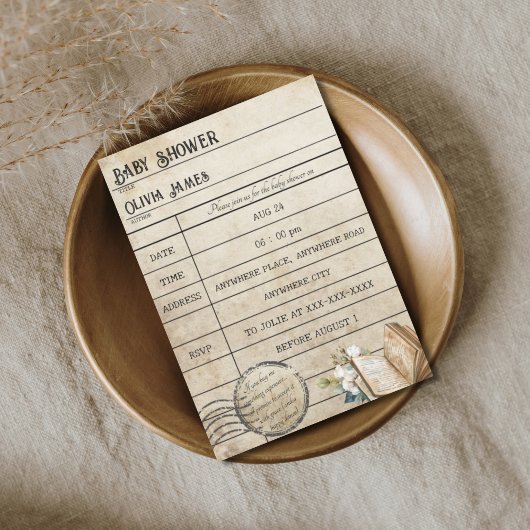 おもしろいヴィンテージ図書室カードブック 招待状