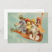 おもしろいヴィンテージ女子ビクトリアンビール飲み ポストカード (正面/裏面)