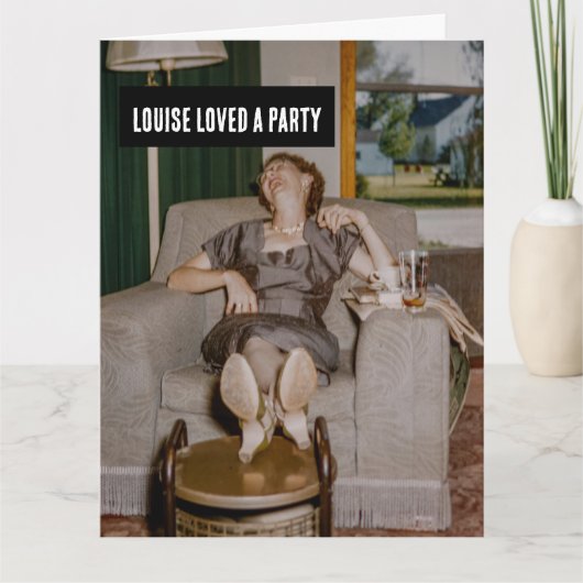 おもしろいヴィンテージ女子飲挨拶誕生日カード サンキューカード (正面)