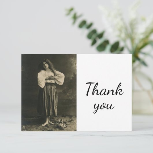 おもしろいヴィンテージ女性のヘアウェアありがとう サンキューカード (スタンド正面)