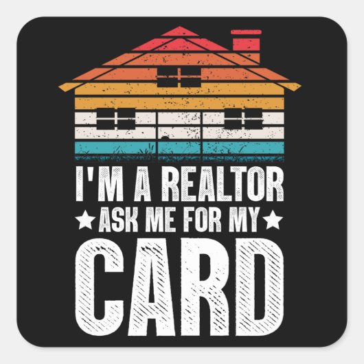 おもしろいヴィンテージ実在Estate Broker不動産仲介業者カード スクエアシール (正面)