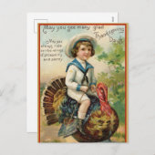 おもしろいヴィンテージ感謝祭トルコの友情 シーズンポストカード (正面/裏面)