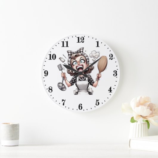 おもしろいヴィンテージ料理 ラージ壁時計 (ホーム)