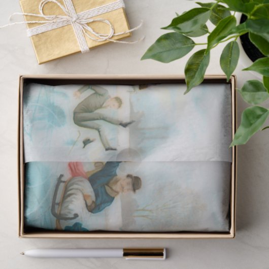 おもしろいヴィンテージ氷スケートで滑る 薄葉紙 (ギフト)