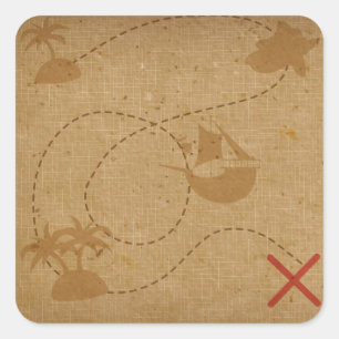 おもしろいヴィンテージ海賊宝地図 スクエアシール