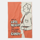 おもしろいヴィンテージ減量と食べキャンディー キッチンタオル (縦)