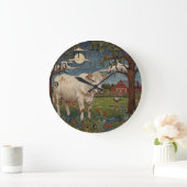 おもしろいヴィンテージ牛 ラージ壁時計 (ホーム)