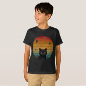 おもしろいヴィンテージ猫の宇宙 Tシャツ (正面フル)