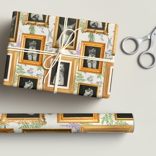 おもしろいヴィンテージ猫額壁アートギャラリー ラッピングペーパーシート