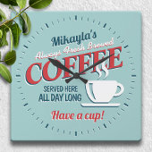 おもしろいヴィンテージ生醸造コーヒーパーソナライズされた スクエア壁時計