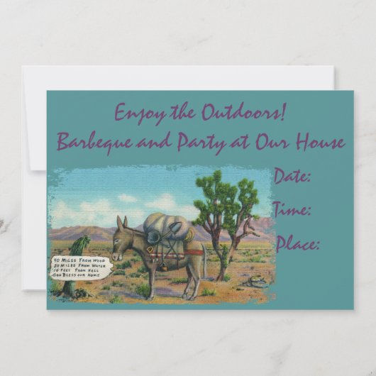 おもしろいヴィンテージ砂漠パーティの招待状 招待状 (裏面)