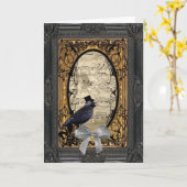 おもしろいヴィンテージ結婚カラス カード (黄色い花)