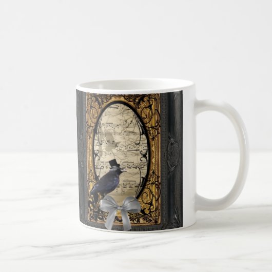 おもしろいヴィンテージ結婚カラス コーヒーマグカップ (右)