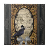 おもしろいヴィンテージ結婚カラス タイル (正面)