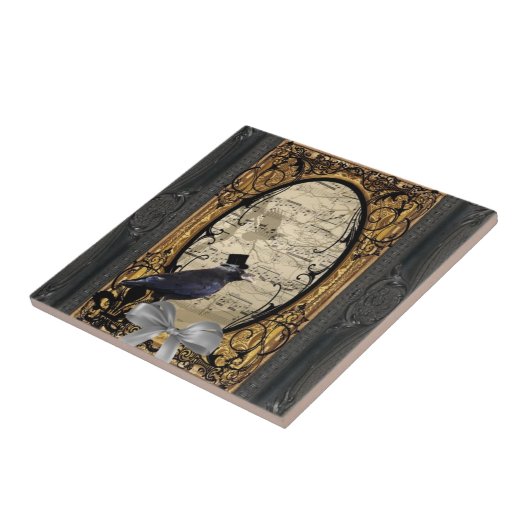 おもしろいヴィンテージ結婚カラス タイル (側面)