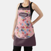 おもしろいヴィンテージ花水玉模様模様ピンク紫 エプロン (インサイチュ)