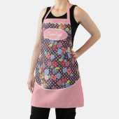 おもしろいヴィンテージ花水玉模様模様ピンク紫 エプロン (インサイチュ)