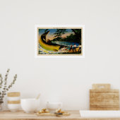 おもしろいヴィンテージ誇張魚釣り ポスター (キッチン)