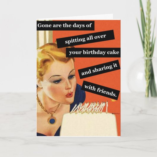 おもしろいヴィンテージ誕生日カー吹ドのアウトキャンドル カード (正面)