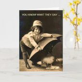 おもしろいヴィンテージ誕生日写真カード カード (黄色い花)