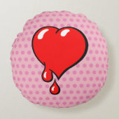 おもしろいヴィンテージ赤血ハート自由主義の芸術 ラウンドクッション (正面)