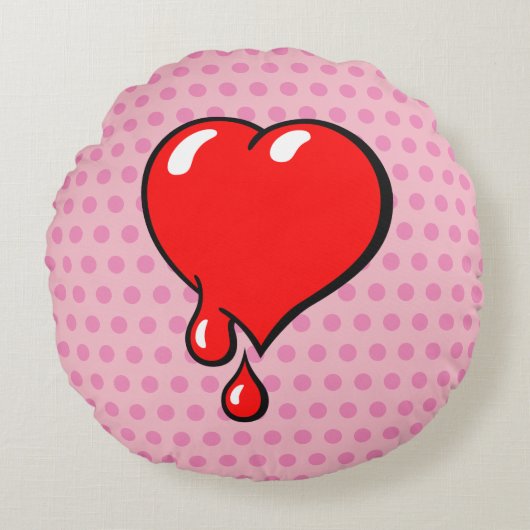 おもしろいヴィンテージ赤血ハート自由主義の芸術 ラウンドクッション (正面)