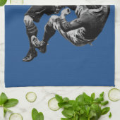 おもしろいヴィンテージ遊ラグビー猫 キッチンタオル (折り畳み)