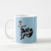 おもしろいヴィンテージ遊ラグビー猫 コーヒーマグカップ (左)