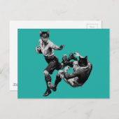 おもしろいヴィンテージ遊ラグビー猫 ポストカード (正面/裏面)