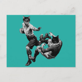 おもしろいヴィンテージ遊ラグビー猫 ポストカード