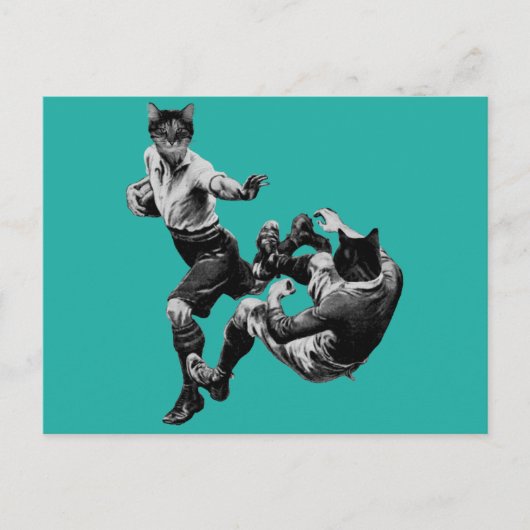 おもしろいヴィンテージ遊ラグビー猫 ポストカード (正面)