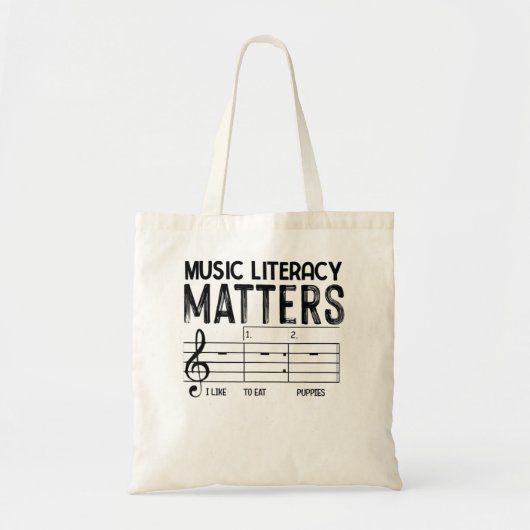 おもしろいヴィンテージ音楽リテラシーに関する食べ問題 トートバッグ (正面)