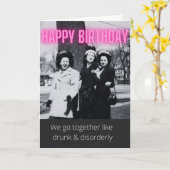 おもしろいヴィンテージ飲と無秩序な誕生日カード カード (黄色い花)