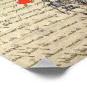 おもしろいヴィンテージ骨格と赤いハート ポスター (角)