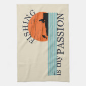 おもしろいヴィンテージ魚釣り愛好家 キッチンタオル (縦)