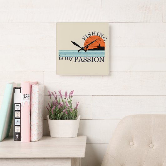 おもしろいヴィンテージ魚釣り愛好家 スクエア壁時計 (読書スペース)