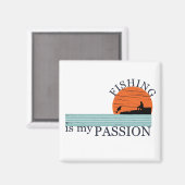 おもしろいヴィンテージ魚釣り愛好家 マグネット (正面/裏面)