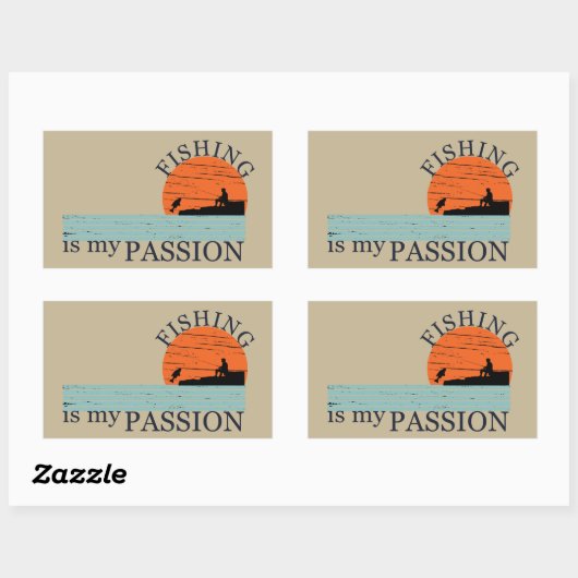 おもしろいヴィンテージ魚釣り愛好家 長方形シール (シート)