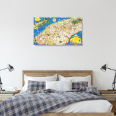 おもしろいヴィンテージ1926復元絵文字マンハッタンマップ キャンバスプリント (インサイチュ (寝室))