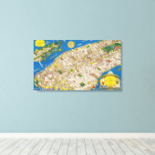 おもしろいヴィンテージ1926復元絵文字マンハッタンマップ キャンバスプリント (インサイチュ (ウッドフロア))