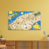 おもしろいヴィンテージ1926復元絵文字マンハッタンマップ キャンバスプリント (インサイチュ (リビング))