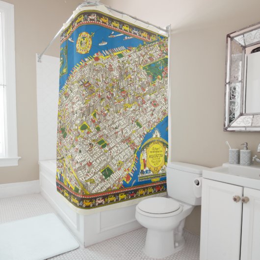おもしろいヴィンテージ1926復元絵文字マンハッタンマップ シャワーカーテン (インサイチュ)