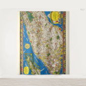 おもしろいヴィンテージ1926復元絵文字マンハッタンマップ タペストリー (正面)