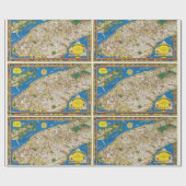 おもしろいヴィンテージ1926復元絵文字マンハッタンマップ ラッピングペーパー (フラット)