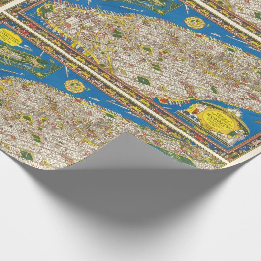 おもしろいヴィンテージ1926復元絵文字マンハッタンマップ ラッピングペーパー (角)