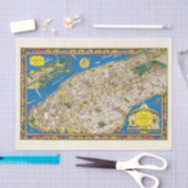 おもしろいヴィンテージ1926復元絵文字マンハッタンマップ 薄葉紙 (クラフト)